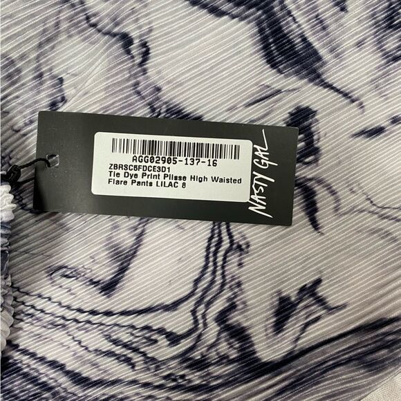 NWT Nasty Gal Tie Dye Print Plisse High Waisted Flare Pants - Picture 9 of 12